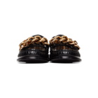 Versace Black Leather Medusa Chain Loafers