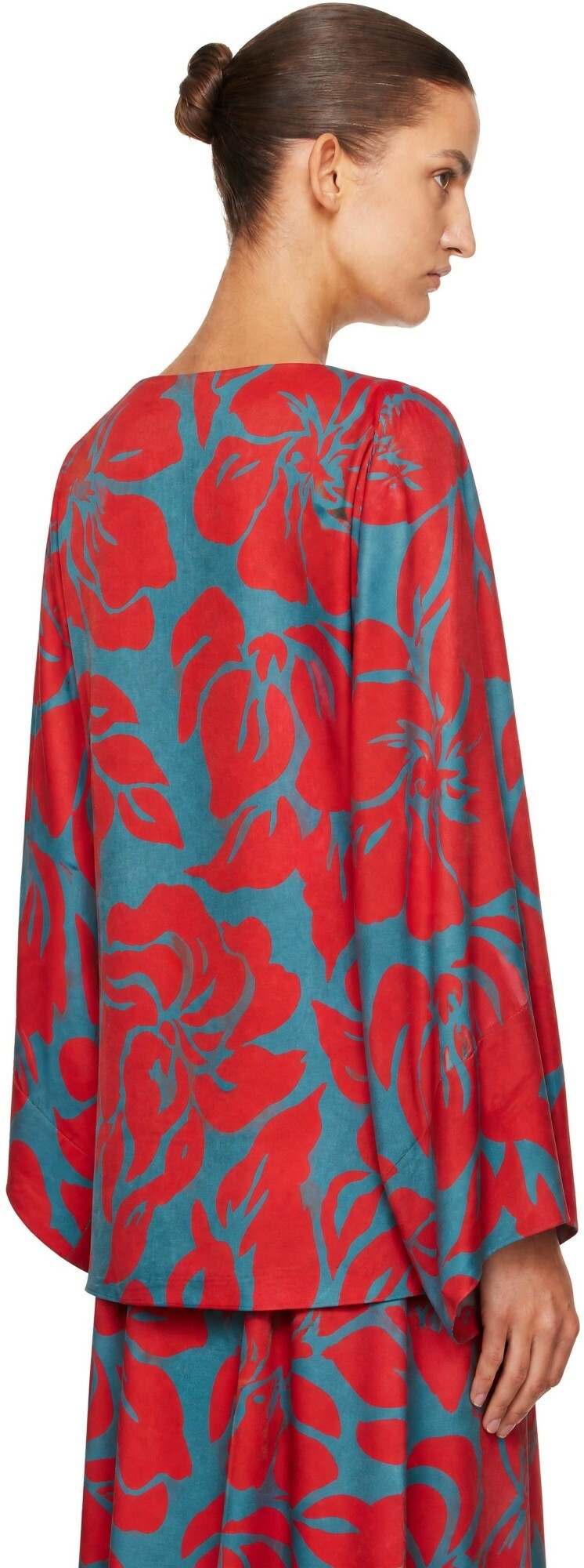 Dries Van Noten Red & Blue Floral Blouse