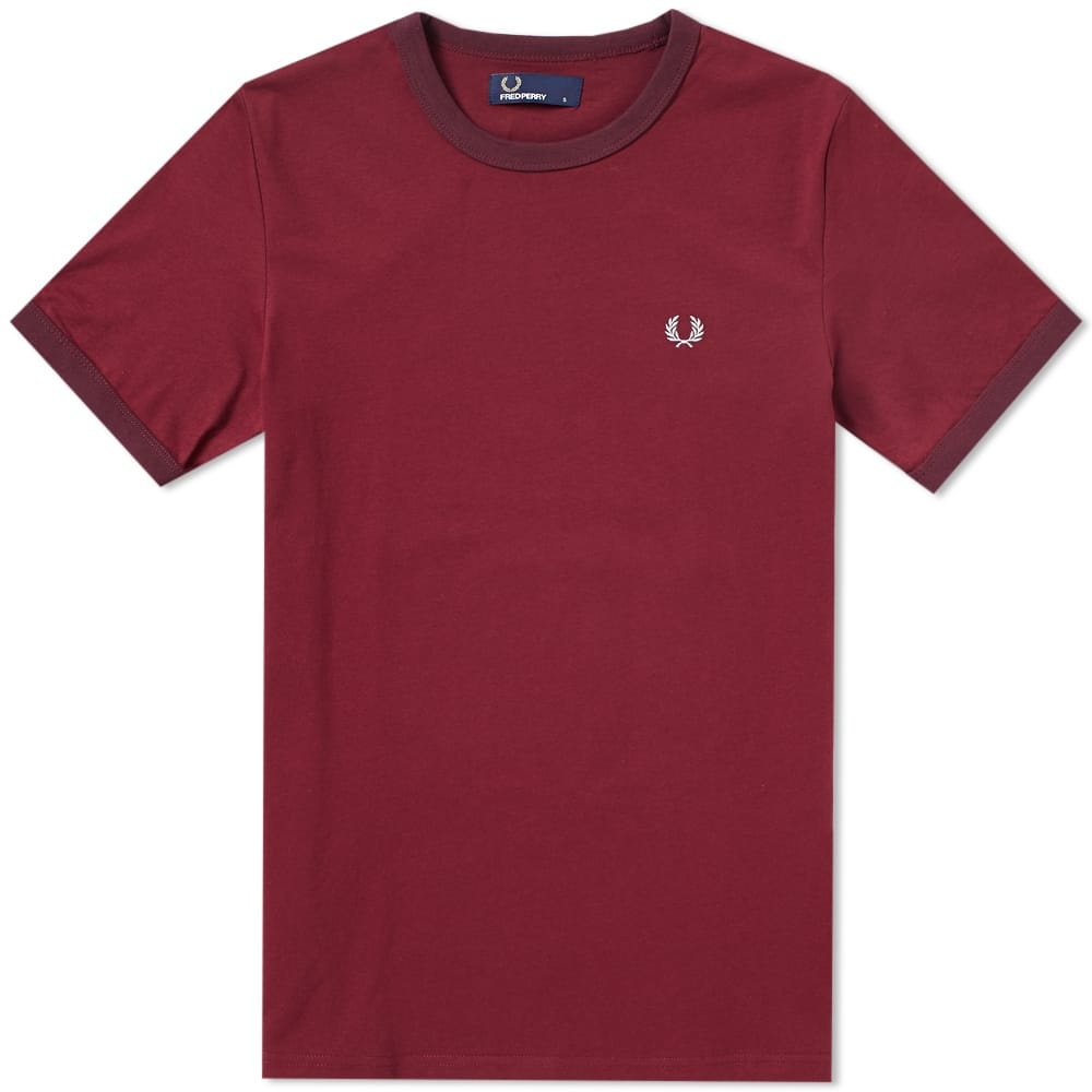 Fred Perry Ringer Tee Burgundy Fred Perry Laurel Wreath