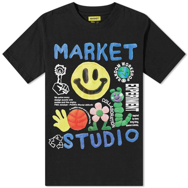 Photo: MARKET Men's Smiley Collage T-Shirt in Black
