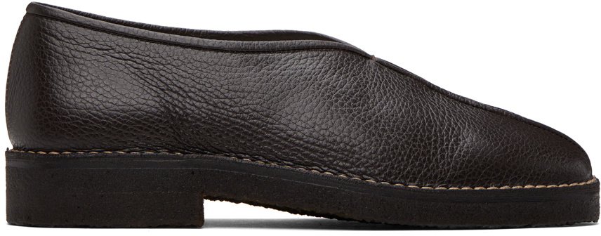 LEMAIRE Brown Piped Crepe Slippers