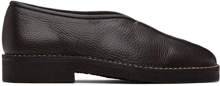Photo: LEMAIRE Brown Piped Crepe Slippers