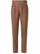 Rubinacci - Manny Straight-Leg Pleated Linen Trousers - Brown
