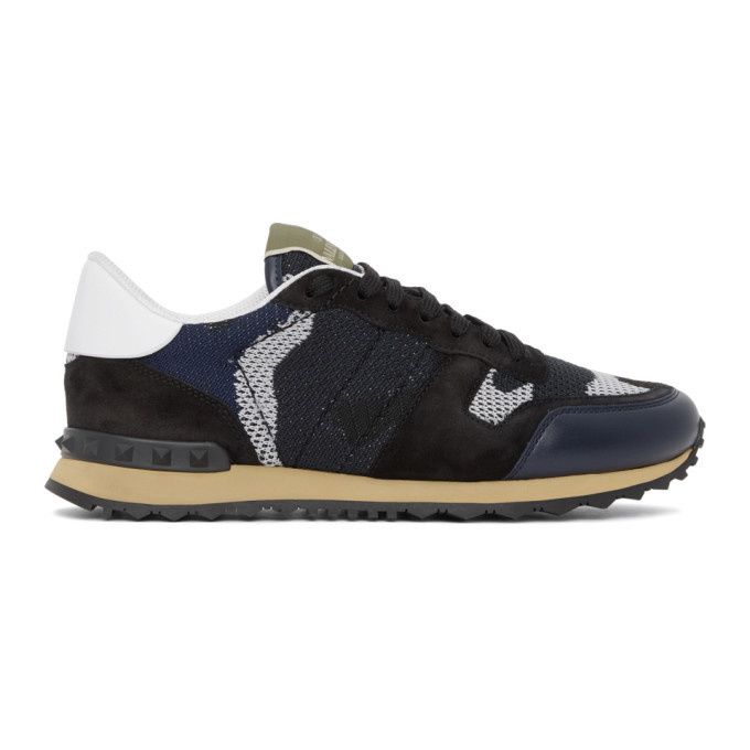 Photo: Valentino Navy and Black Valentino Garavani Rockrunner Sneakers