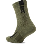 Nike Running - Two-Pack Multiplier Logo-Intarsia Dri-FIT Socks - Green