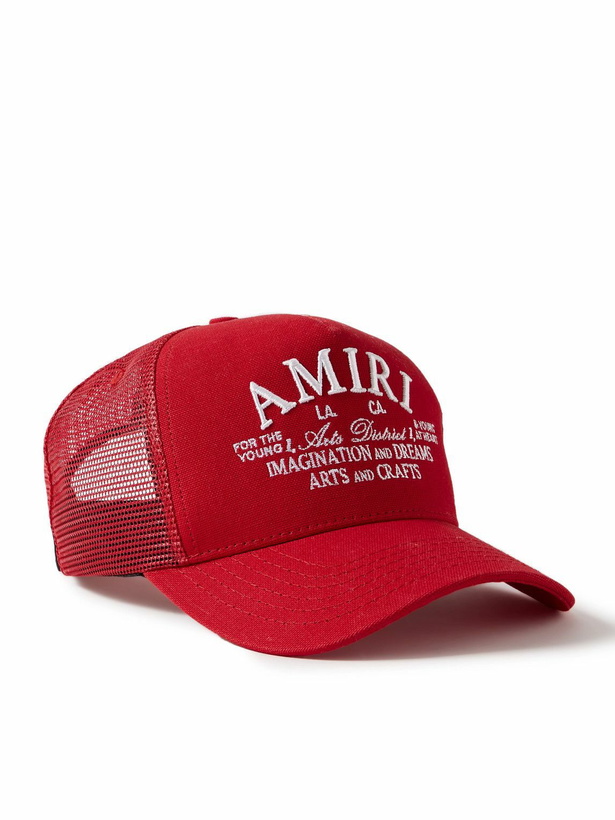 Photo: AMIRI - Arts District Logo-Embroidered Cotton-Canvas and Mesh Trucker Cap