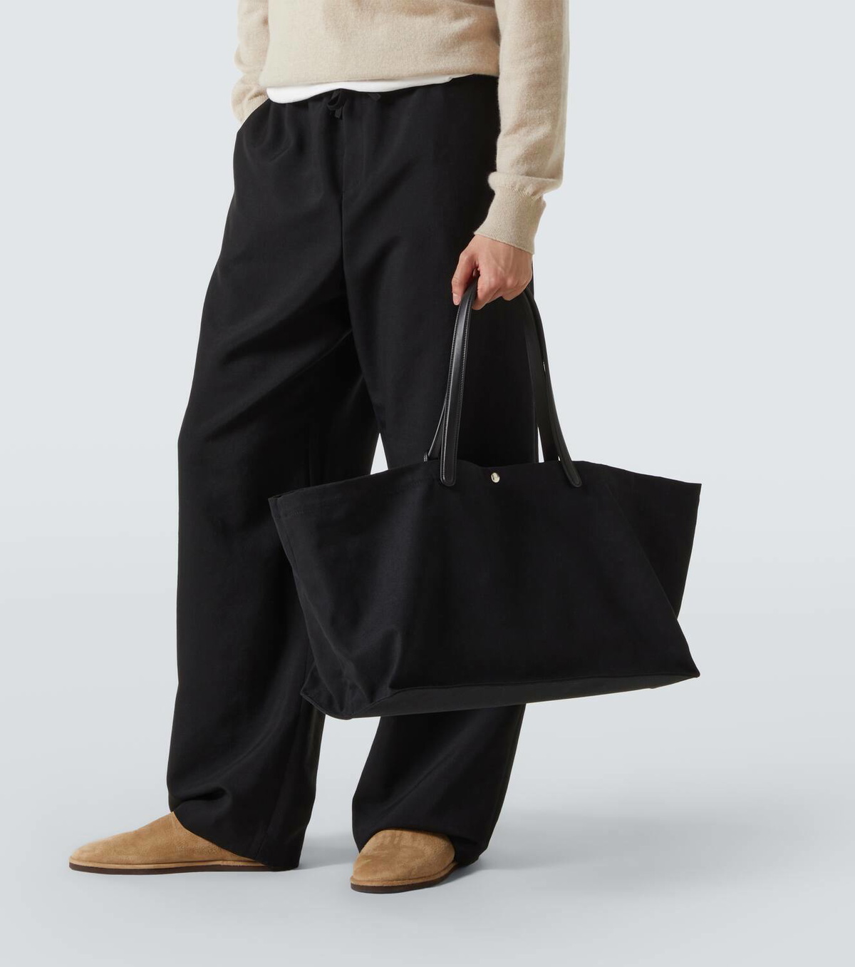 【THE ROW】 Idaho XL canvas tote bag レザー製 ユニセックス The Row Idaho XL leather-trimmed canvas tote bag The Row