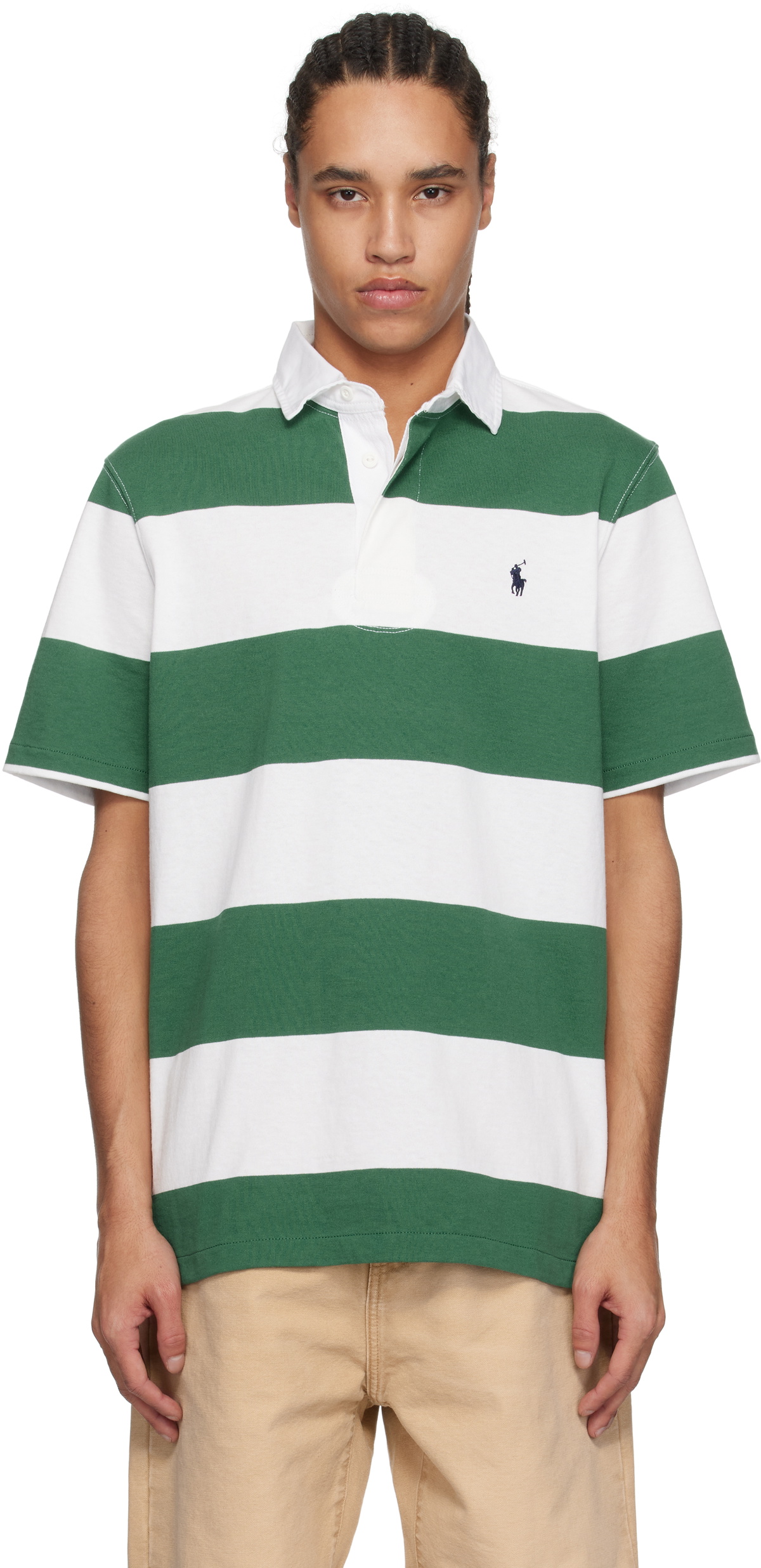 Polo Ralph Lauren White & Green Jersey Rugby Short Sleeve Polo Polo Ralph Lauren White & Green Jersey Rugby Short Sleeve Polo