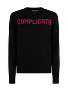 MC2 Saint Barth Woman Crewneck Black Sweater With Complicata Print