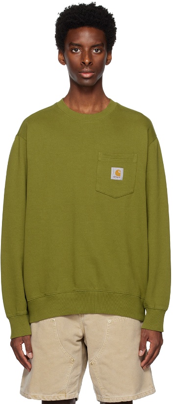 Photo: Carhartt Work In Progress Green Pocket Sweatshirt