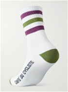 Café du Cycliste - Skate Striped Ribbed-Knit Cycling Socks - White