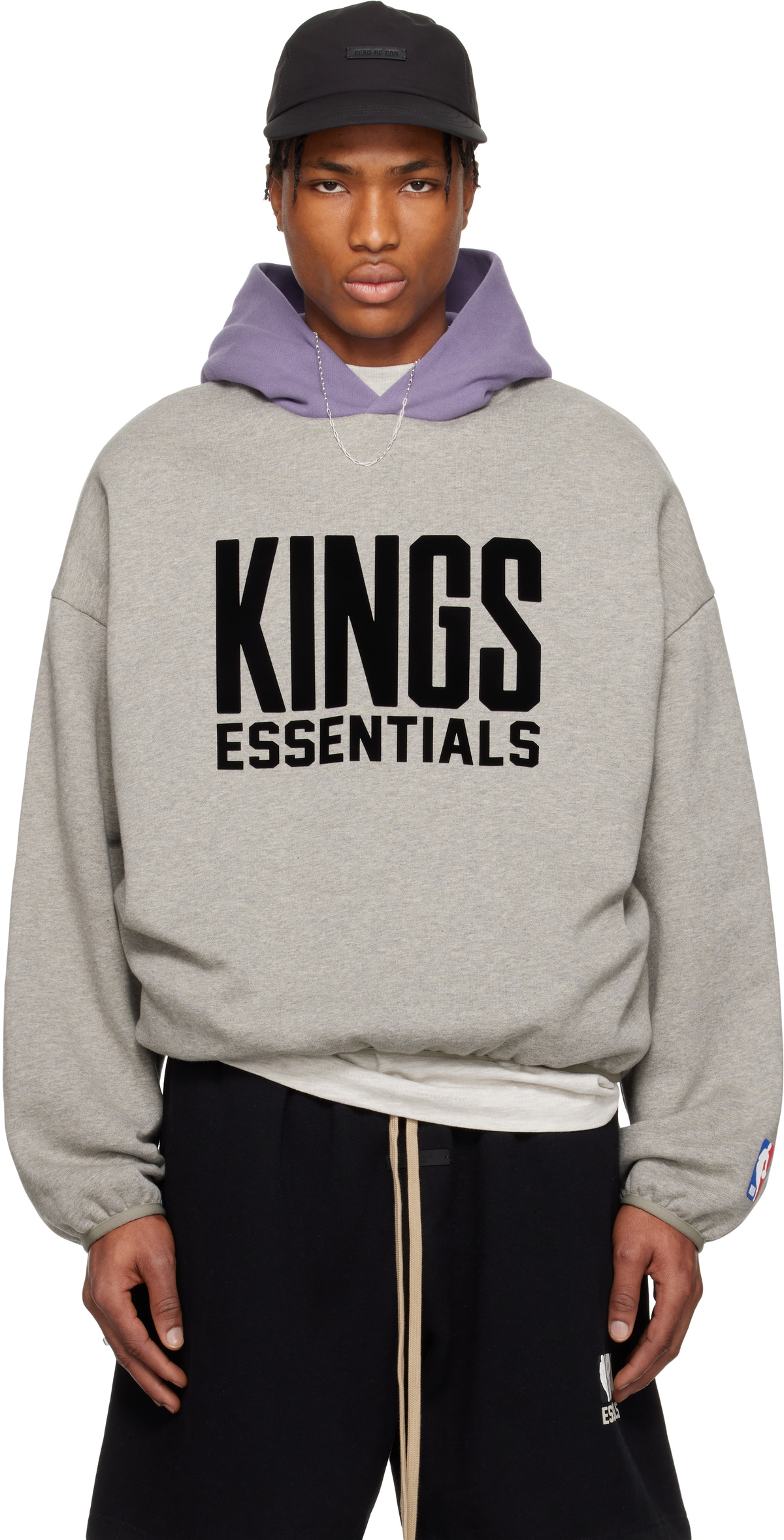 Fear of God ESSENTIALS Gray & Purple NBA Kings Pull Over Hoodie