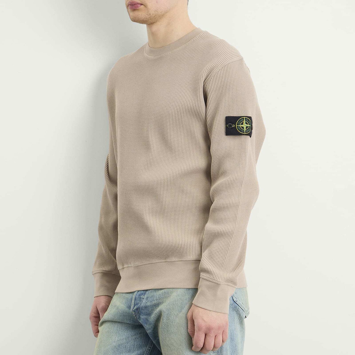 Stone Island Men's Waffle Crew Neck Sweatshirt in Desert Stone Island