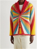 Alanui - The Rolling Stones Psychedelic Lips Icon Shawl-Collar Cashmere-Blend Jacquard Cardigan - Multi