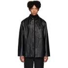 Lemaire Black Leather Shirt Jacket