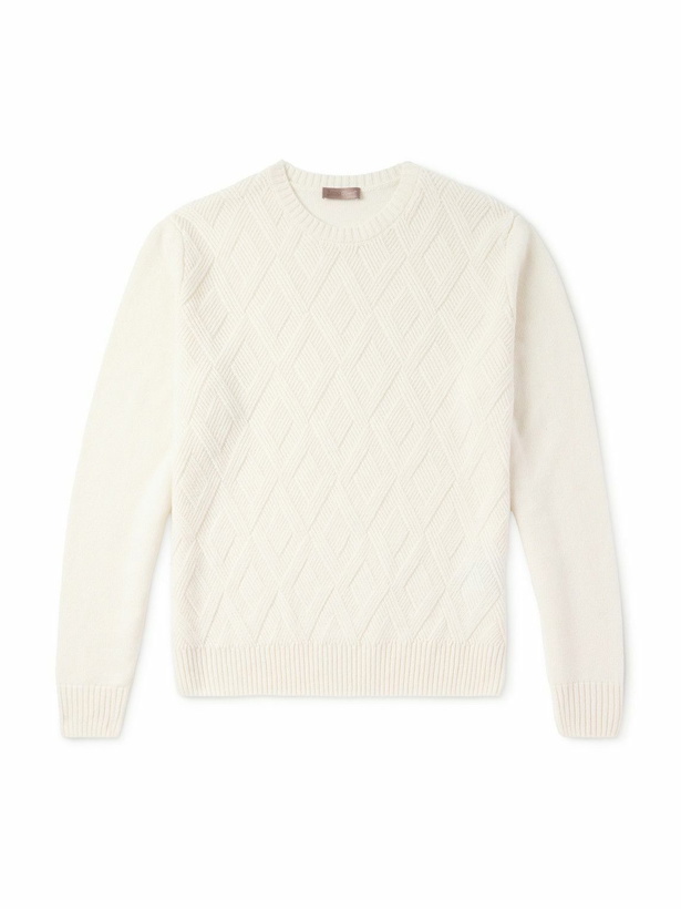 Photo: Herno - Jacquard-Knit Cashmere Sweater - White