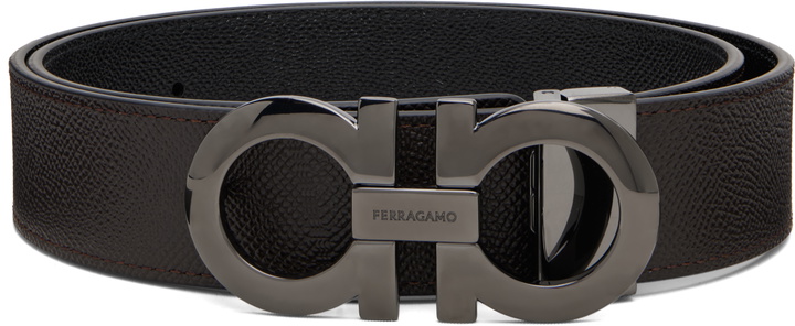 Photo: Ferragamo Black Adjustable Gancini Reversible Belt