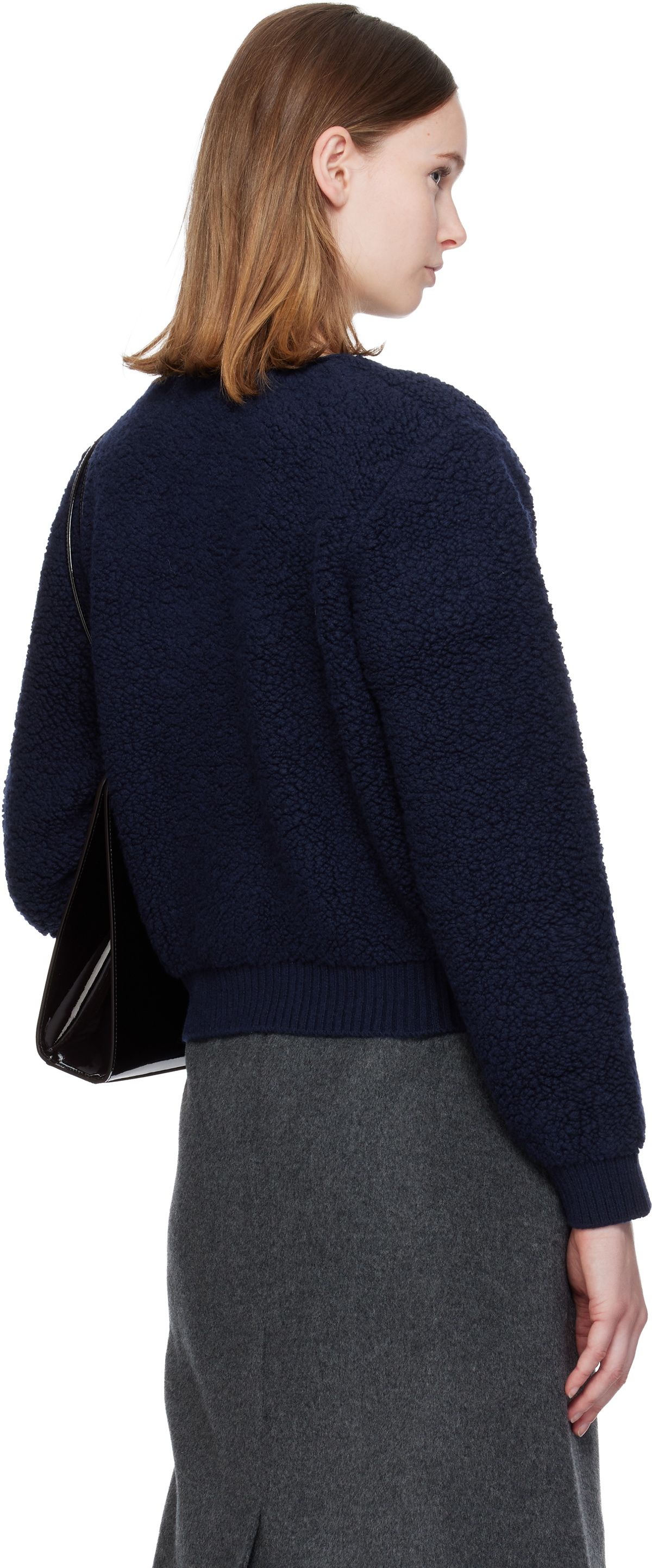 Nothing Written Navy Lett Boucle Cardigan