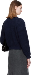 Nothing Written Navy Lett Boucle Cardigan