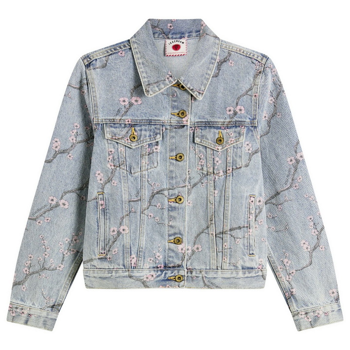 Photo: ICECREAM Women's Sakura Denim Trucker Jacket in Light Wash Blue