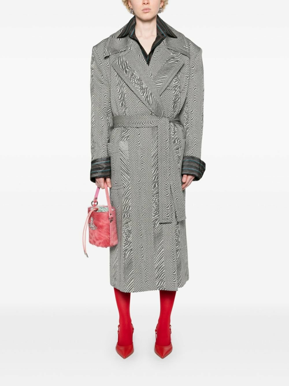 Vivienne Westwood Black Herringbone Wool Coat Vivienne Westwood