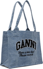 GANNI Blue Large Canvas Tote