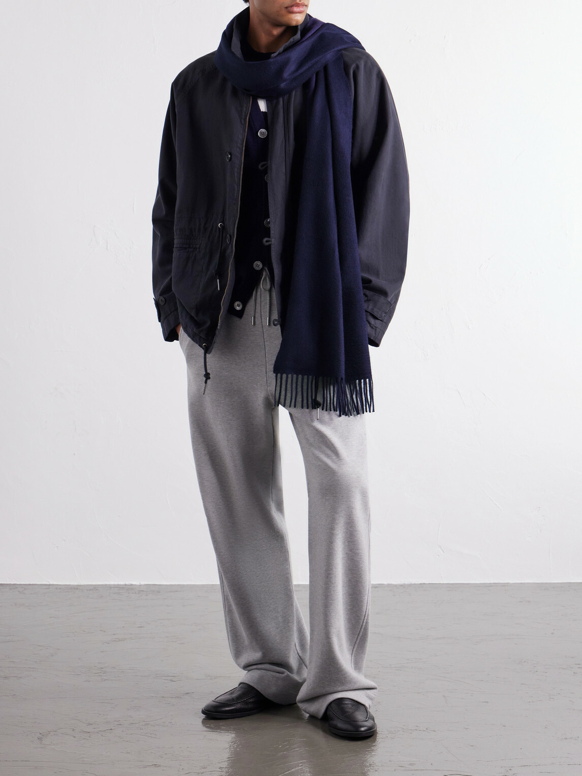Begg & Co - Arran Fringed Brushed-Cashmere Scarf - Blue