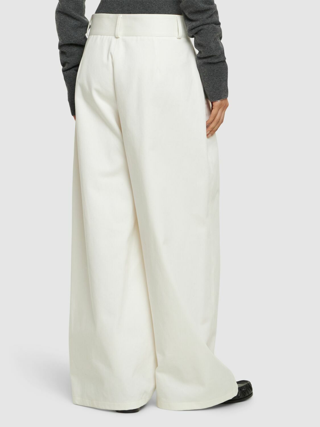 パンツ Jil Sander Wide Pants In Cotton Gabardine JIL SANDER - Cotton Gabardine Wide Leg Pants Jil Sander