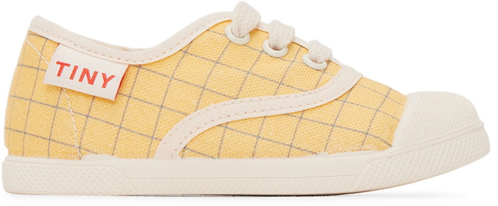 Photo: Tiny Cottons Baby Yellow & Blue Grid Sneakers