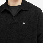 Represent Men's Boucle Textured Knit Polo Shirt in Black