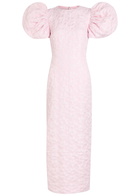Rotate Sunday Puffy Floral-jacquard Midi Dress Pink