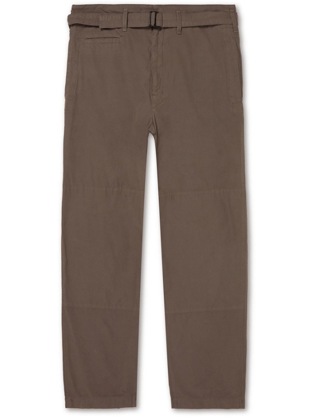 Photo: Lemaire - Straight-Leg Belted Cotton-Canvas Trousers - Brown