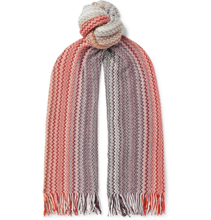 Photo: Missoni - Knitted Cotton Scarf - Pink