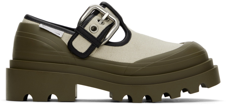 Photo: Bottega Veneta Beige & Khaki Trek Mary-Jane Loafers