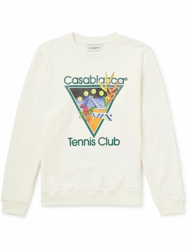 Photo: Casablanca - Tennis Club Icon Printed Cotton-Jersey Sweatshirt - Neutrals