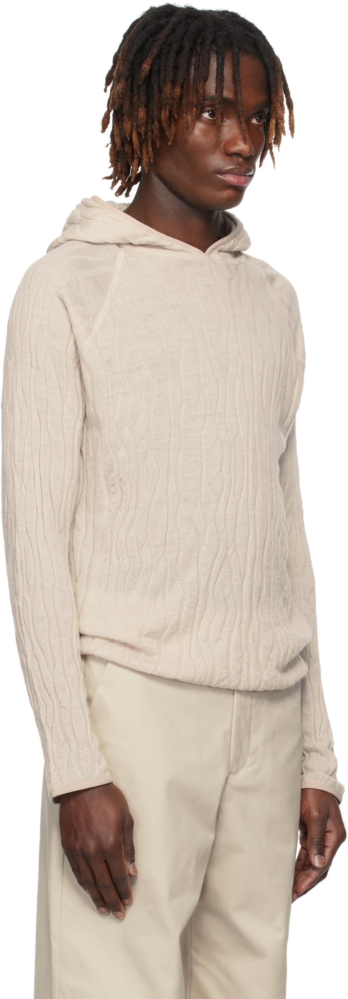 HELIOT EMIL Off-White Sortsol Knit Hoodie