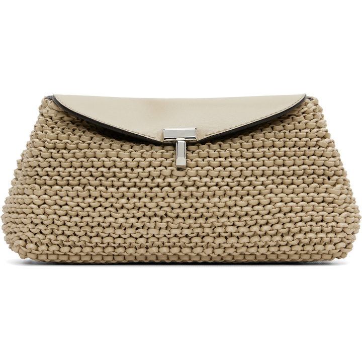 Photo: TOTEME Beige Mini T-Lock Woven-Leather Clutch