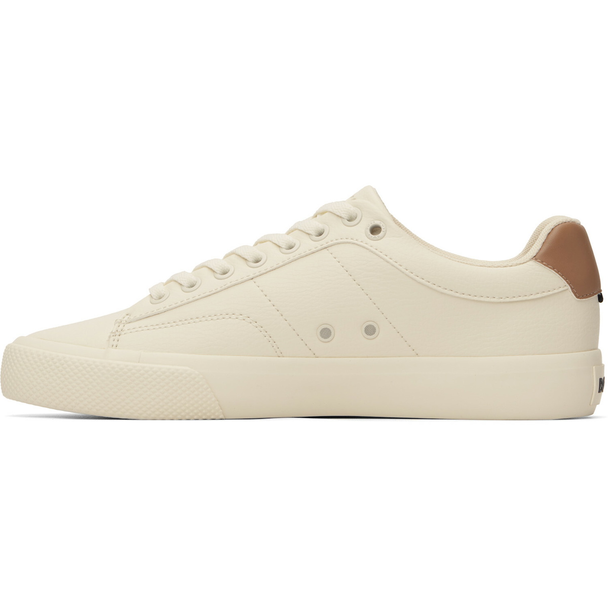 BOSS Off-White Plain & Grained Faux-Leather Sneakers