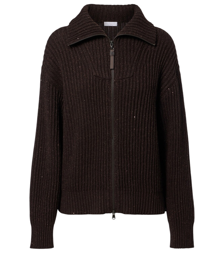 Photo: Brunello Cucinelli Monili zip-up sweater