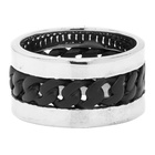 Alexander McQueen Silver and Black Chain Ring