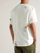 Story Mfg. - Grateful Embroidered Printed Cotton-Jersey T-Shirt - White