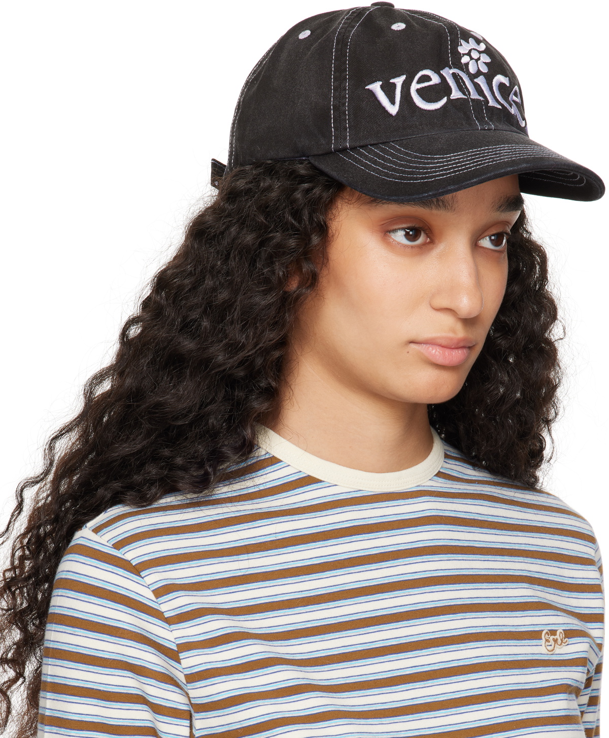 ERL Black 'Venice' Embroidered Cap ERL