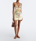 Camilla Embellished halterneck linen romper