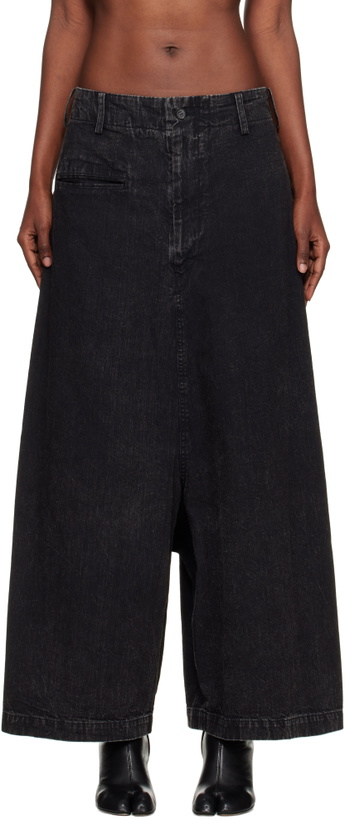 Photo: YOHJI YAMAMOTO Black Backside Flared Wide Jeans