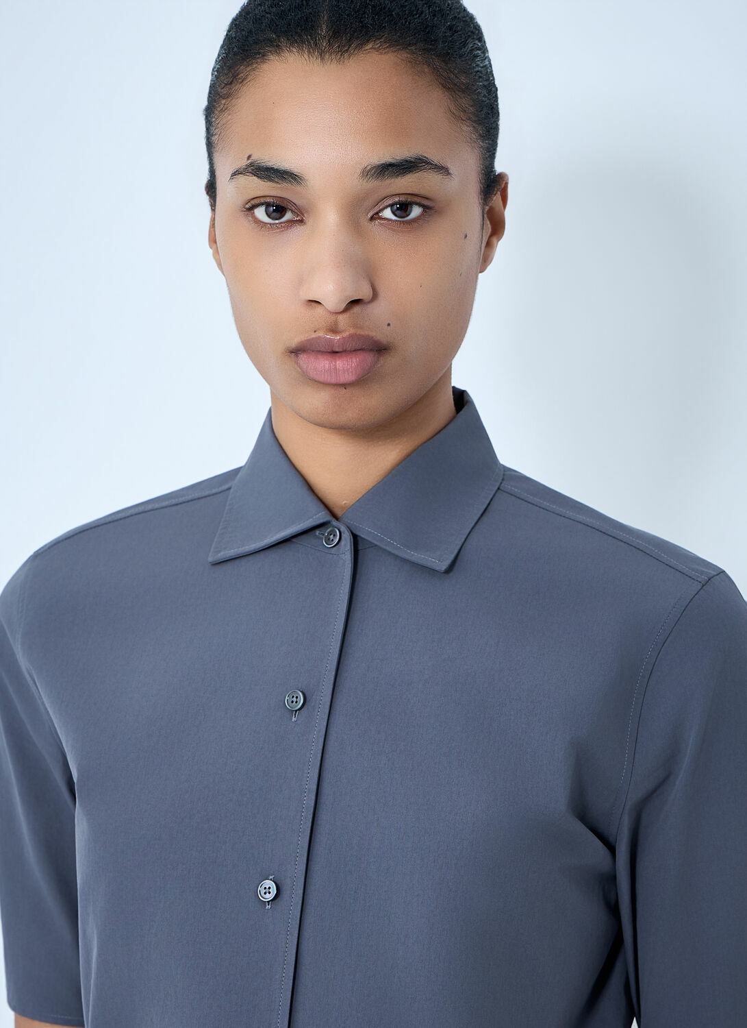 Jil Sander Short-Sleeve Button-Down Crop Shirt