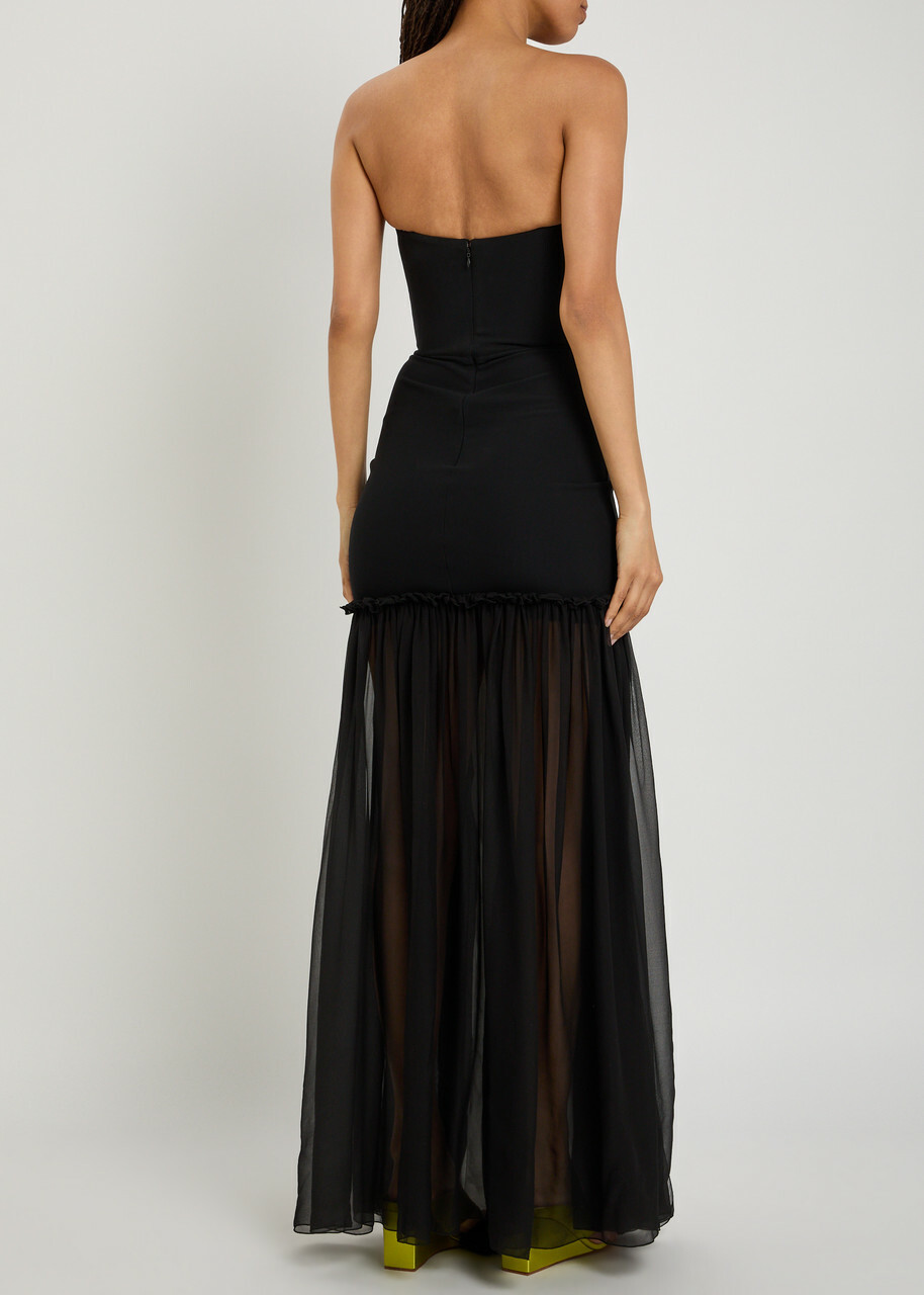 Nensi Dojaka Colour-blocked Stretch-crepe Maxi Dress Black And White