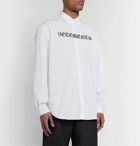 Vetements - Oversized Button-Down Collar Logo-Embroidered Cotton-Poplin Shirt - White