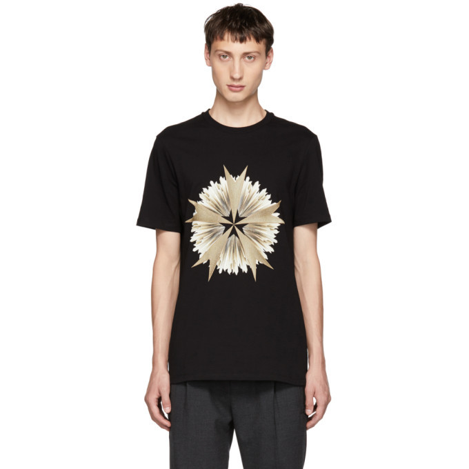 Photo: Neil Barrett Black Cross Floral Golden Aura T-Shirt