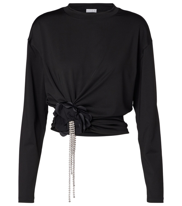 Photo: Area Draped embellished jersey T-shirt