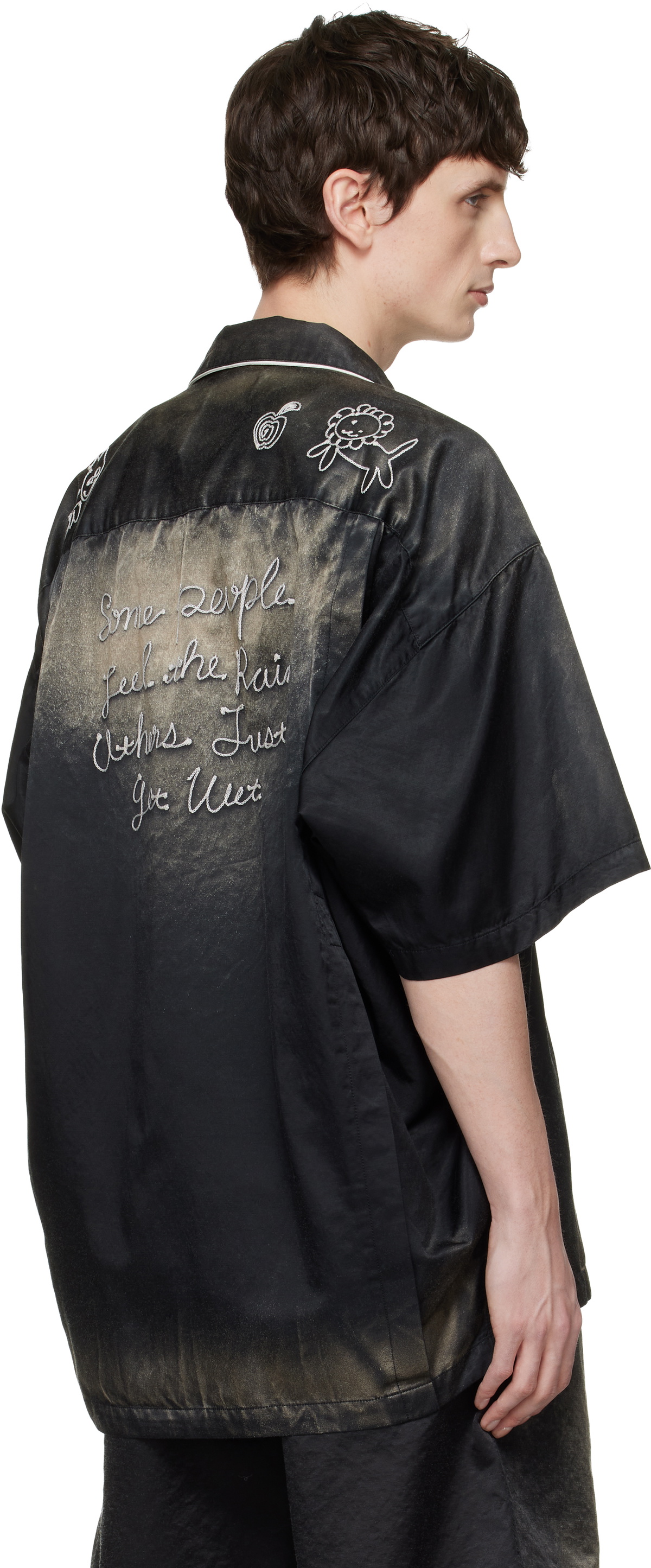 Maison MIHARA YASUHIRO Black Sun Faded Like Satin Shirt